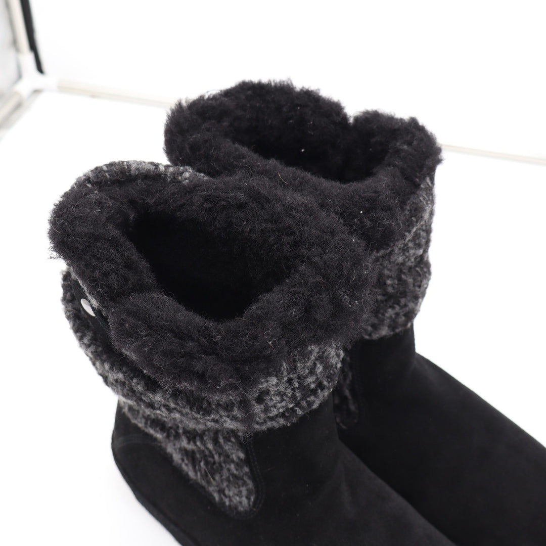 Tara M. Boots Womens 8 Chloe Black Suede Wool Knit Faux Fur Winter Excellent