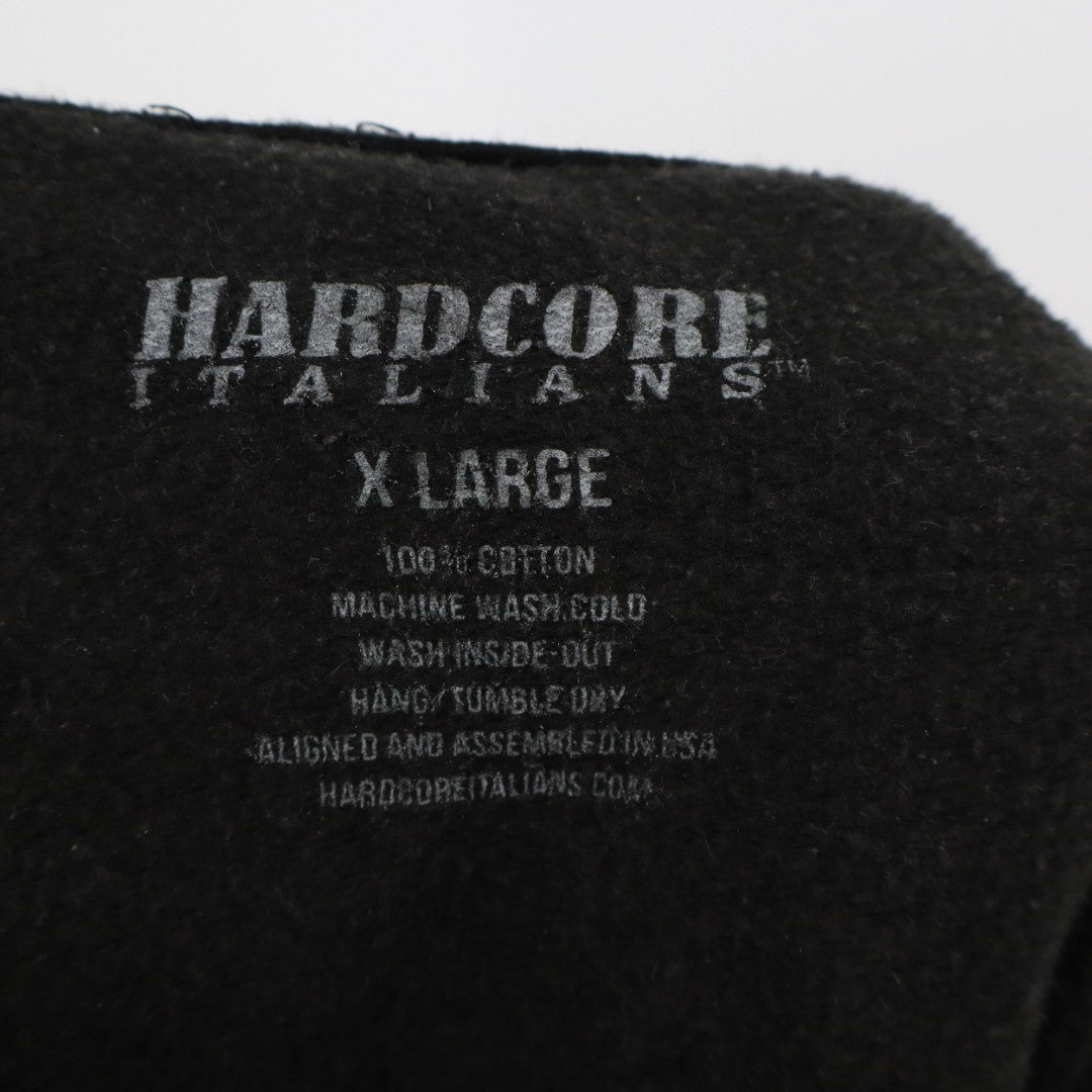 Hardcore Italians Hoodie Womens XL Black Cotton Kangaroo Pocket Long Sleeve