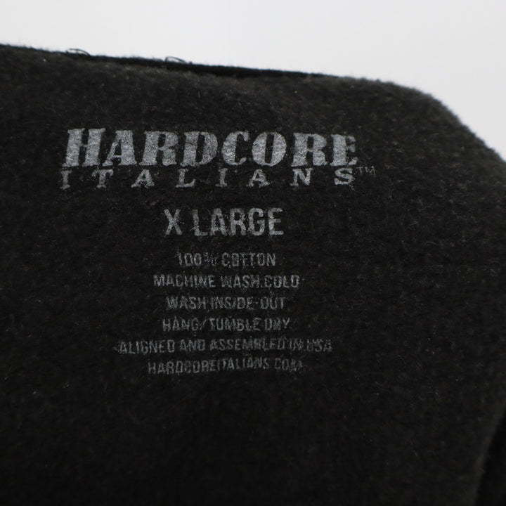 Hardcore Italians Hoodie Womens XL Black Cotton Kangaroo Pocket Long Sleeve