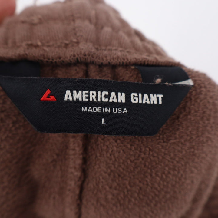 American Giant Sweatshorts Mens Large Brown Cotton Fleece Logo Drawstring Waist