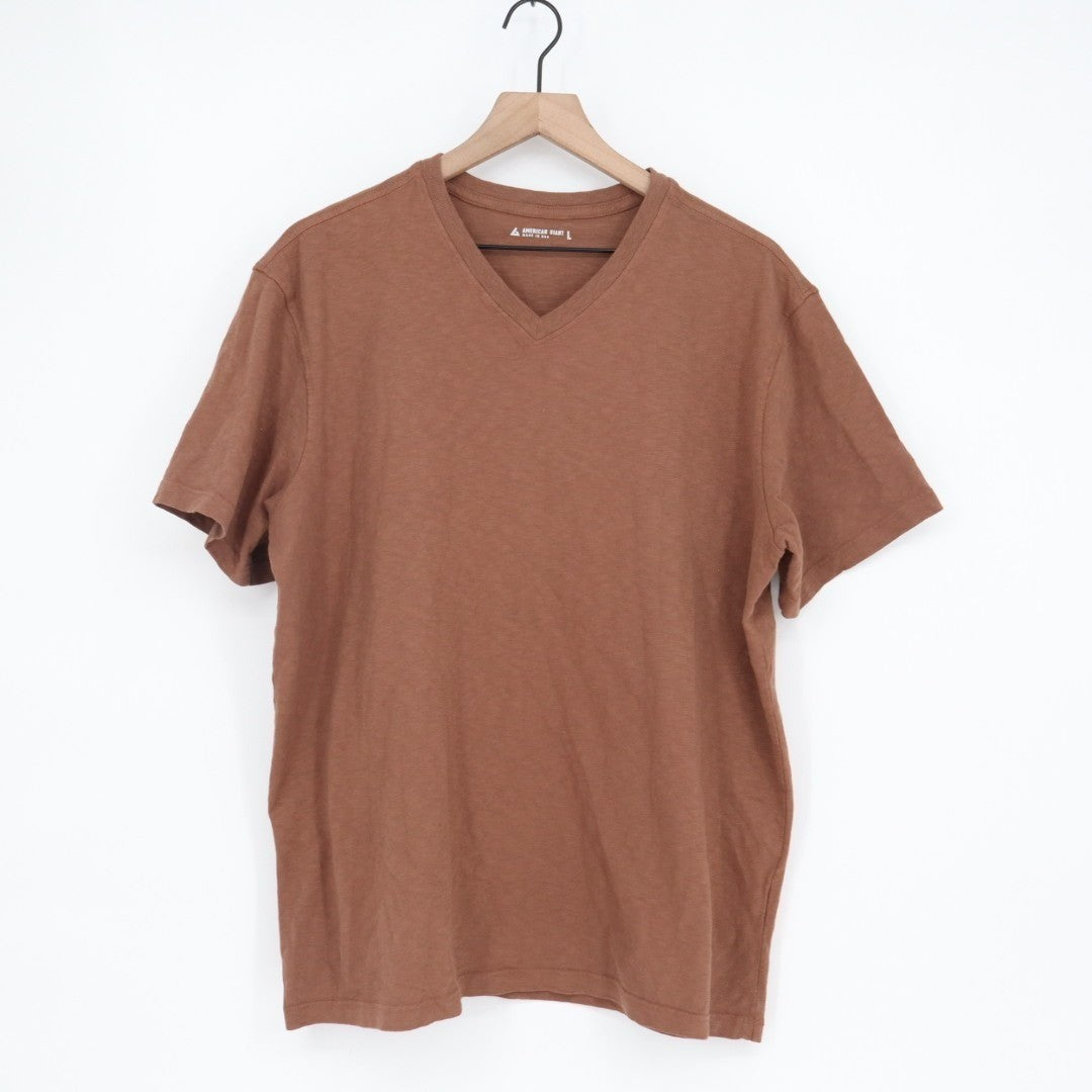 American Giant Premium Slub T-Shirt Mens L Soft Silt Cotton V-Neck Short Sleeve