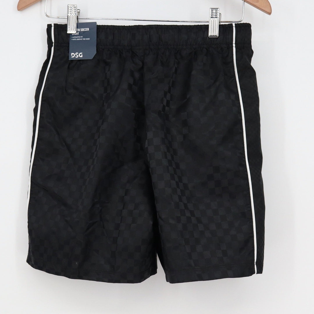 DSG Boys XL 18 Woven Soccer Shorts Pure Black Checkerboard NWT