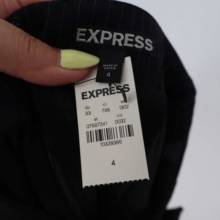 Express Pencil Skirt Womens 4 Pinstripe Black V-Notch Waist Professional NEW