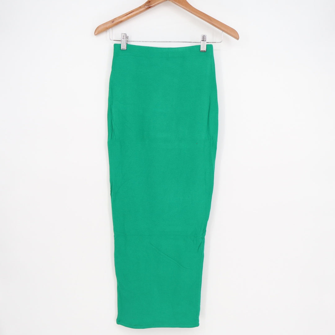Naked Wardrobe Green Maxi Skirt XL Viscose Stretch Bodycon Slim Fit