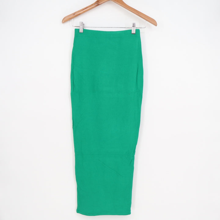 Naked Wardrobe Green Maxi Skirt XL Viscose Stretch Bodycon Slim Fit