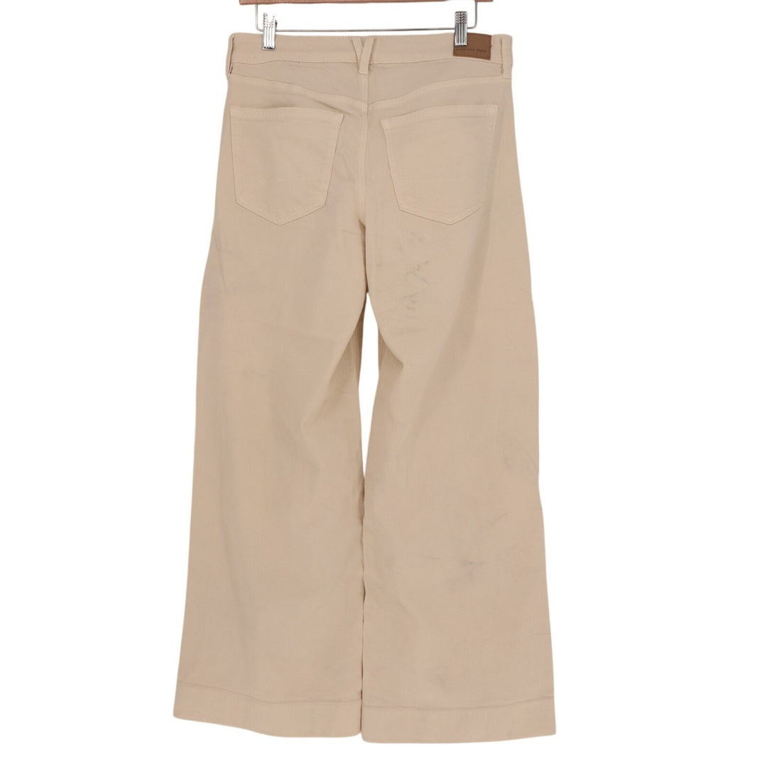 American Eagle Outfitters Jeans Womens 8 Beige Denim Pintuck Detail Wide Leg