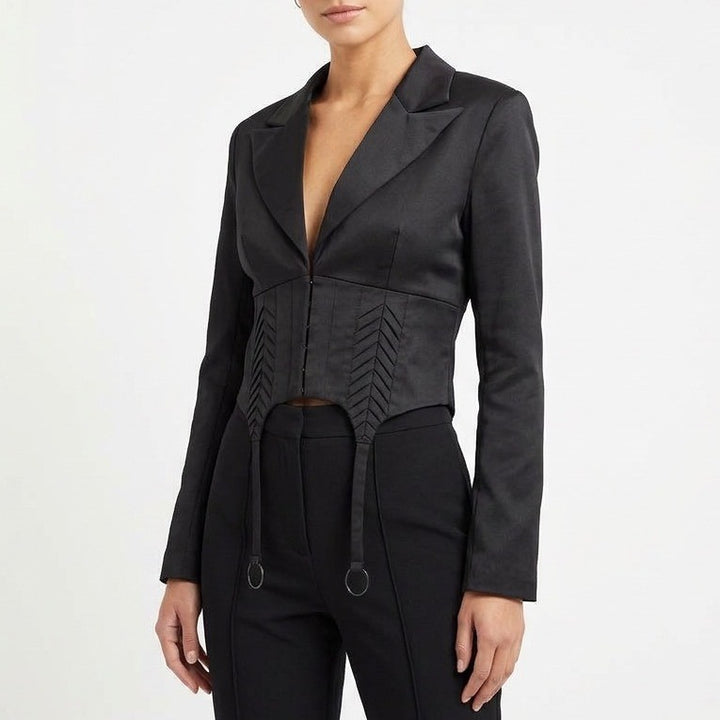 Naked Wardrobe Black Cropped Garter Strap Blazer Jacket NWSP20-J6 Mens Size M