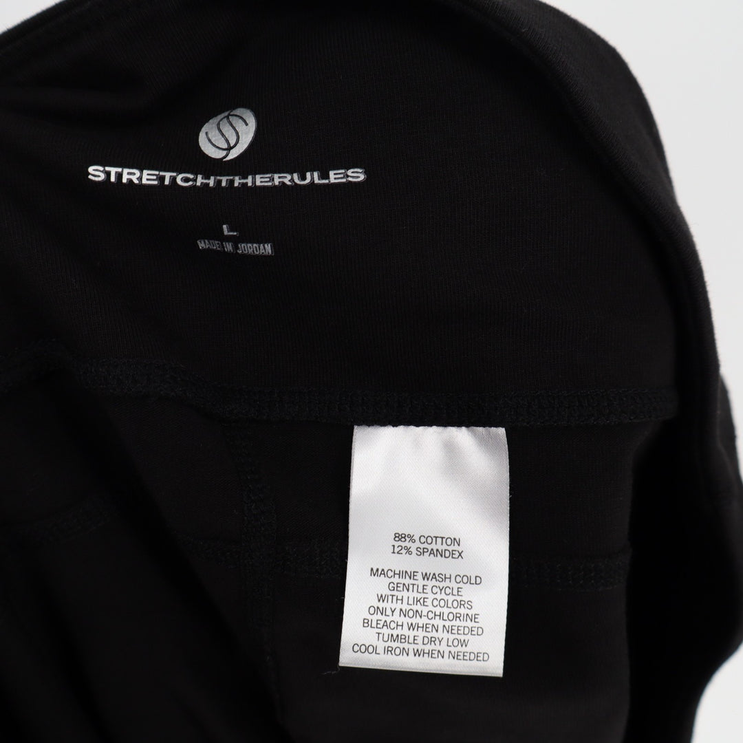 Stretchtherules Biker Shorts Womens Large Black Stretch Side Pockets Activewear