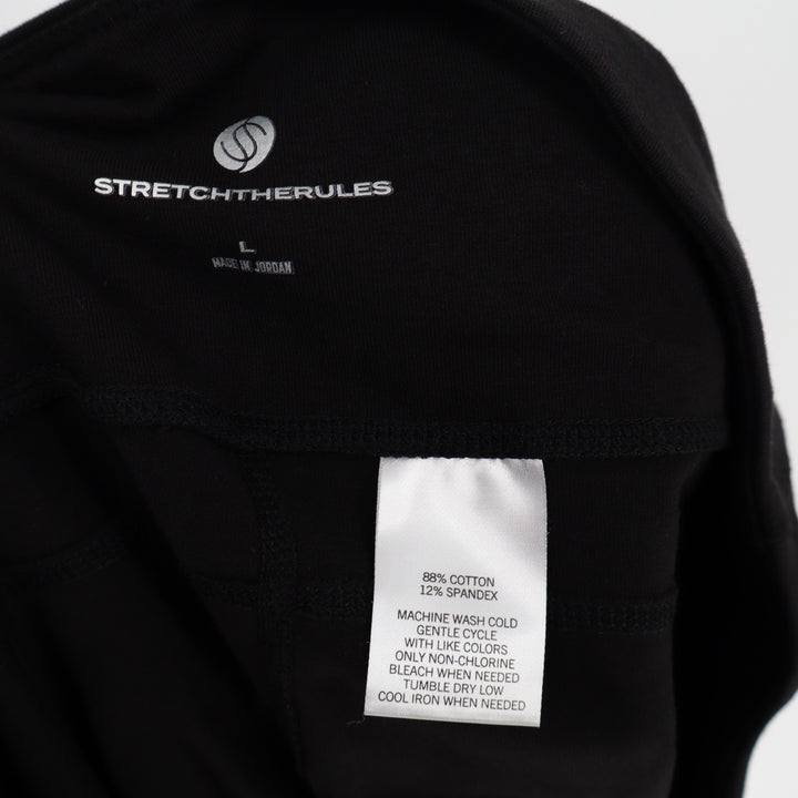 Stretchtherules Biker Shorts Womens Large Black Stretch Side Pockets Activewear