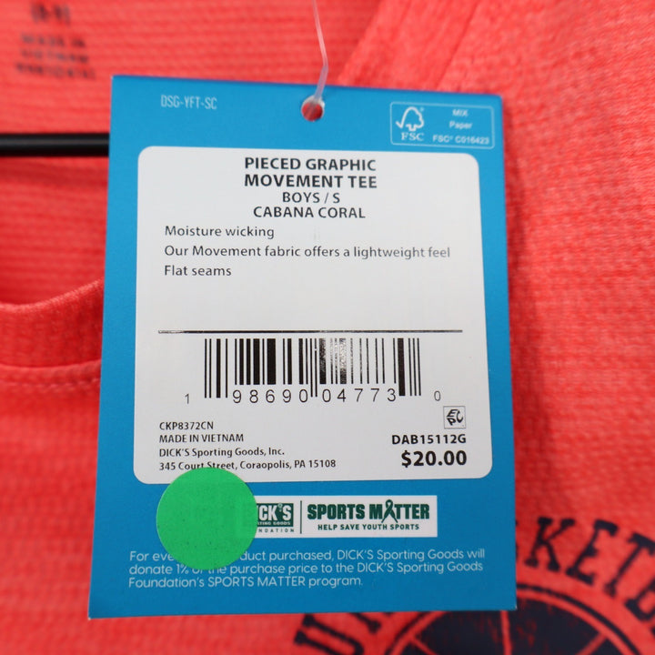 DSG Boys Small 8-9 Pieced Graphic Movement Tee Cabana Coral Navy Basketball 1989