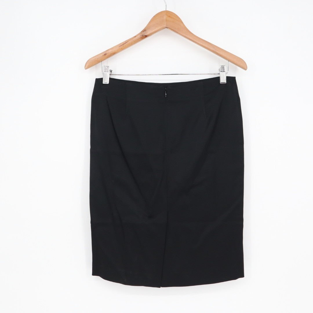 Theory Pencil Skirt Womens 4 Black Stretch Back Zip Knee Length Formal Business