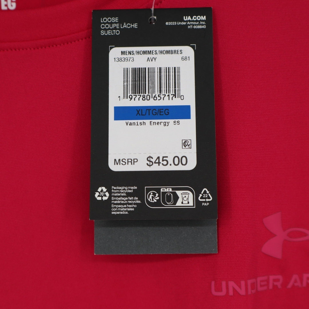 Under Armour Mens Vanish Energy SS Red RUSH Training T-Shirt XL NEW