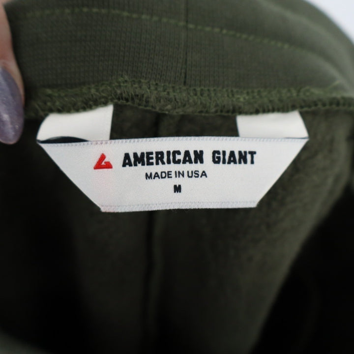 American Giant Sweatpants Womens Medium Green Cotton Cargo Pockets Fleece Lined