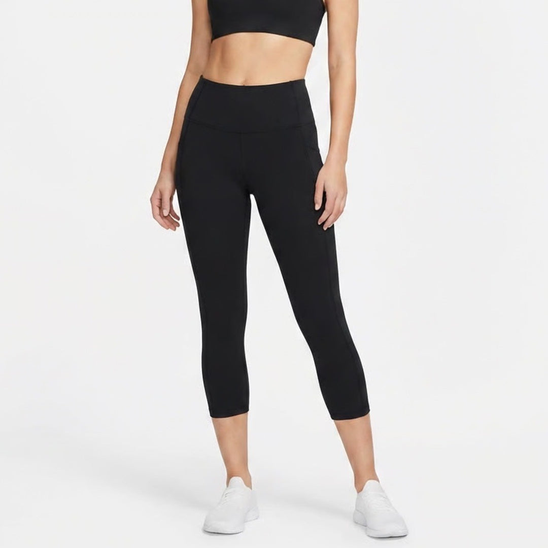 DSG Womens Momentum Crop Leggings Pure Black High Rise Pockets XXS