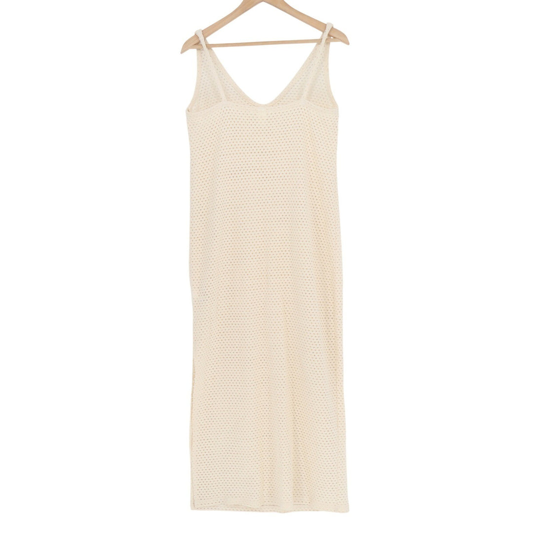 HM Cream Crochet Knit Maxi Dress Sleeveless V-Neck Cotton Blend Size S