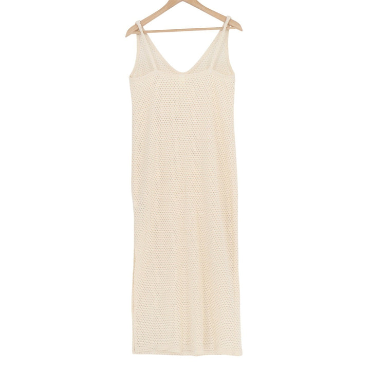 HM Cream Crochet Knit Maxi Dress Sleeveless V-Neck Cotton Blend Size S