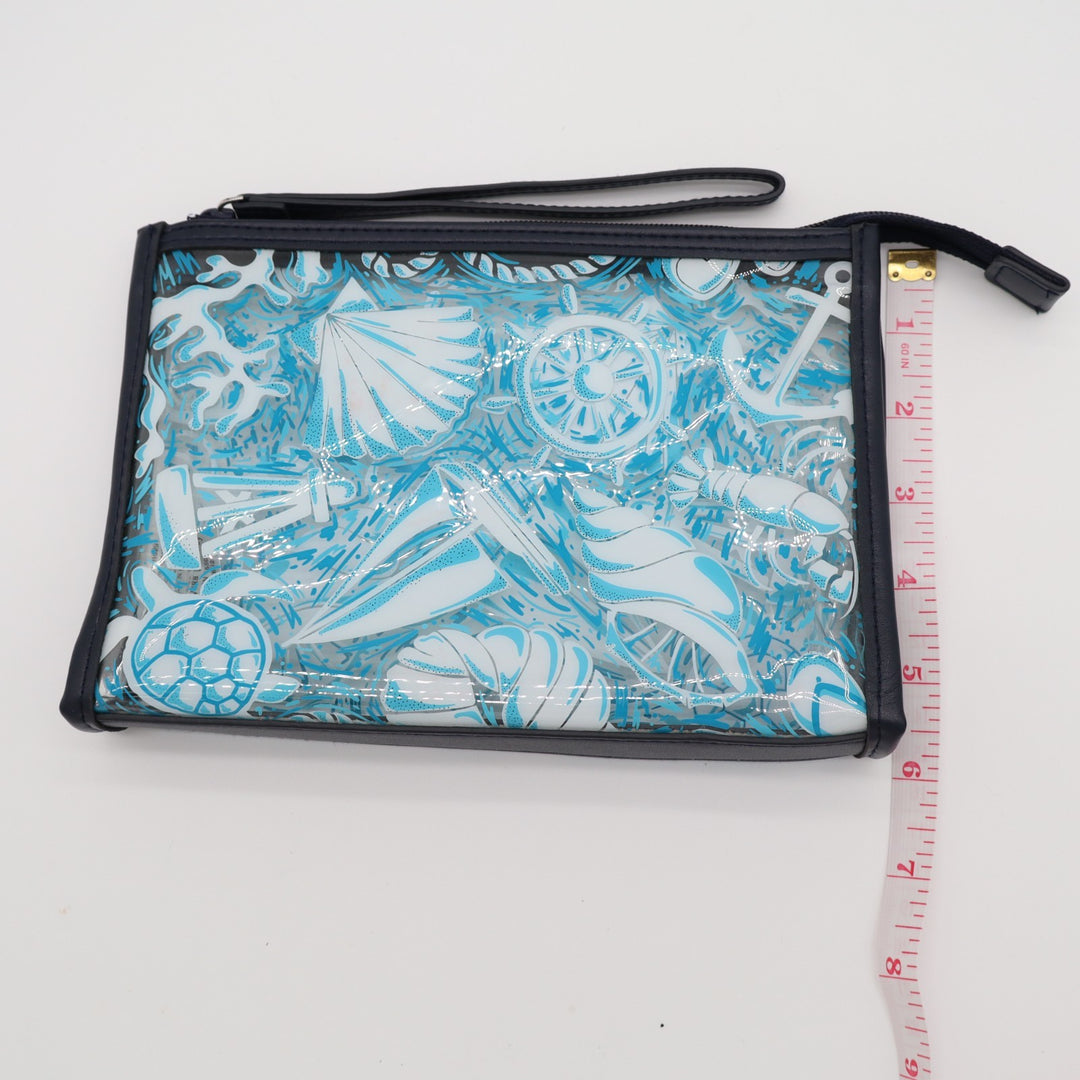 Vera Bradley Clear Beach Womens Wristlet Wallet Blue Sea Shells Distinctive