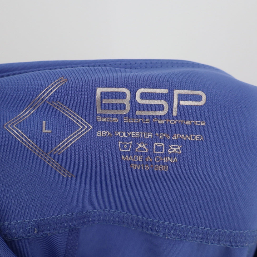 BSP Better Sports Performance Womens Blue Mesh Side Pocket Biker Shorts Size L