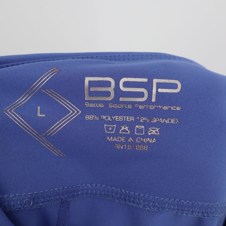 BSP Better Sports Performance Womens Blue Mesh Side Pocket Biker Shorts Size L