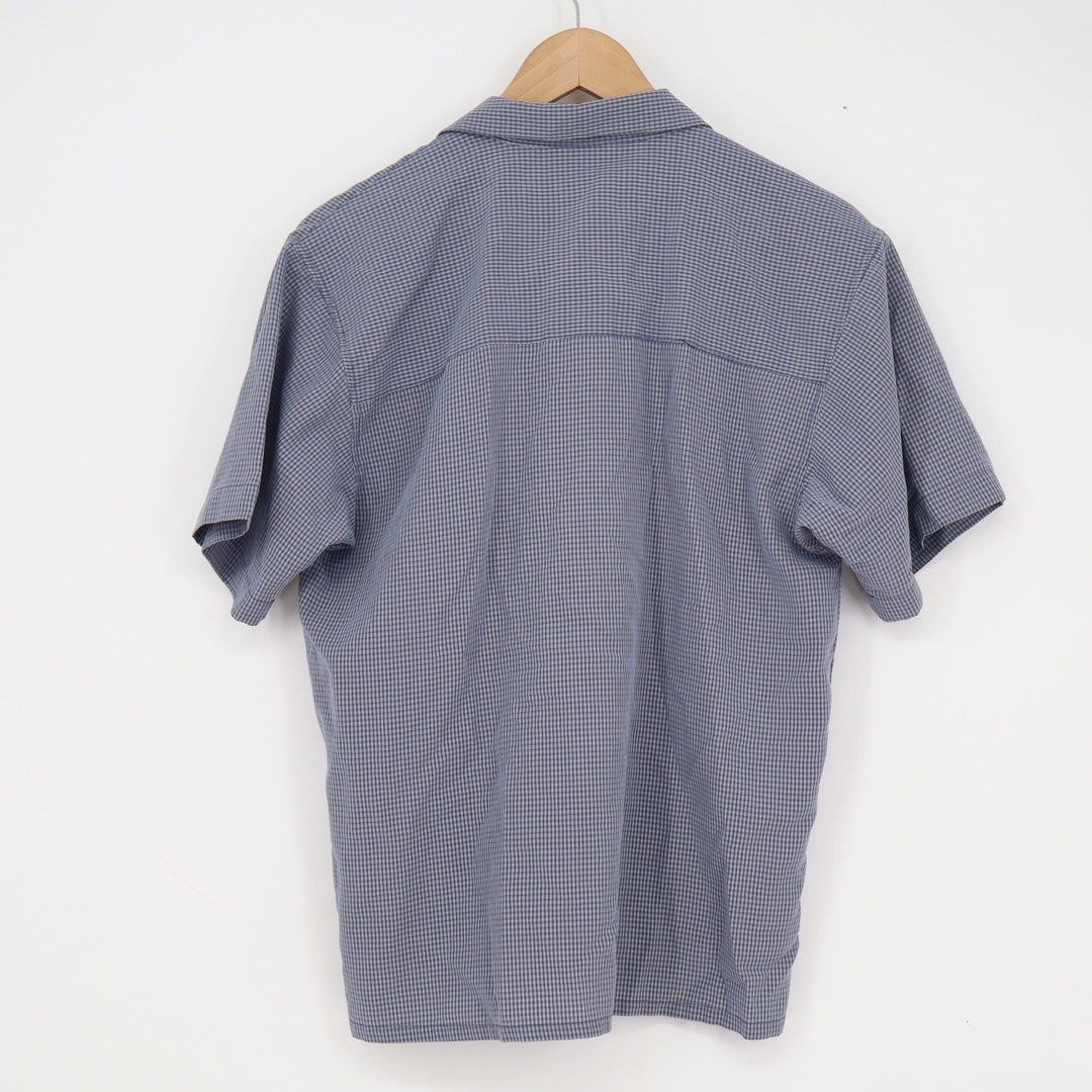 Pineapple Connection Mens Medium Blue Yellow Check Short Sleeve Button Up Shirt
