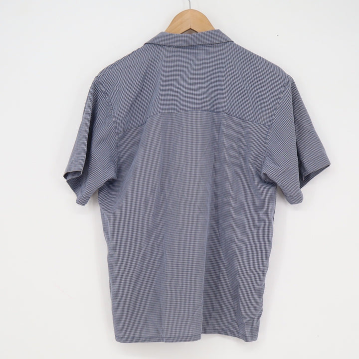 Pineapple Connection Mens Medium Blue Yellow Check Short Sleeve Button Up Shirt