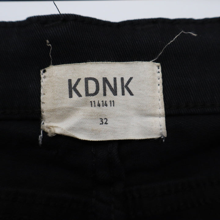 KDNK Mens Black Distressed Skinny Jeans Ripped Knee Zipper Size 32