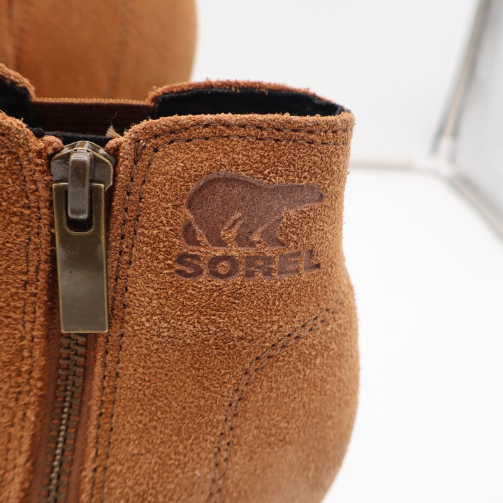 Sorel Ankle Boots Womens 8 Lolla II Tan Suede Wedge Side Zip Excellent