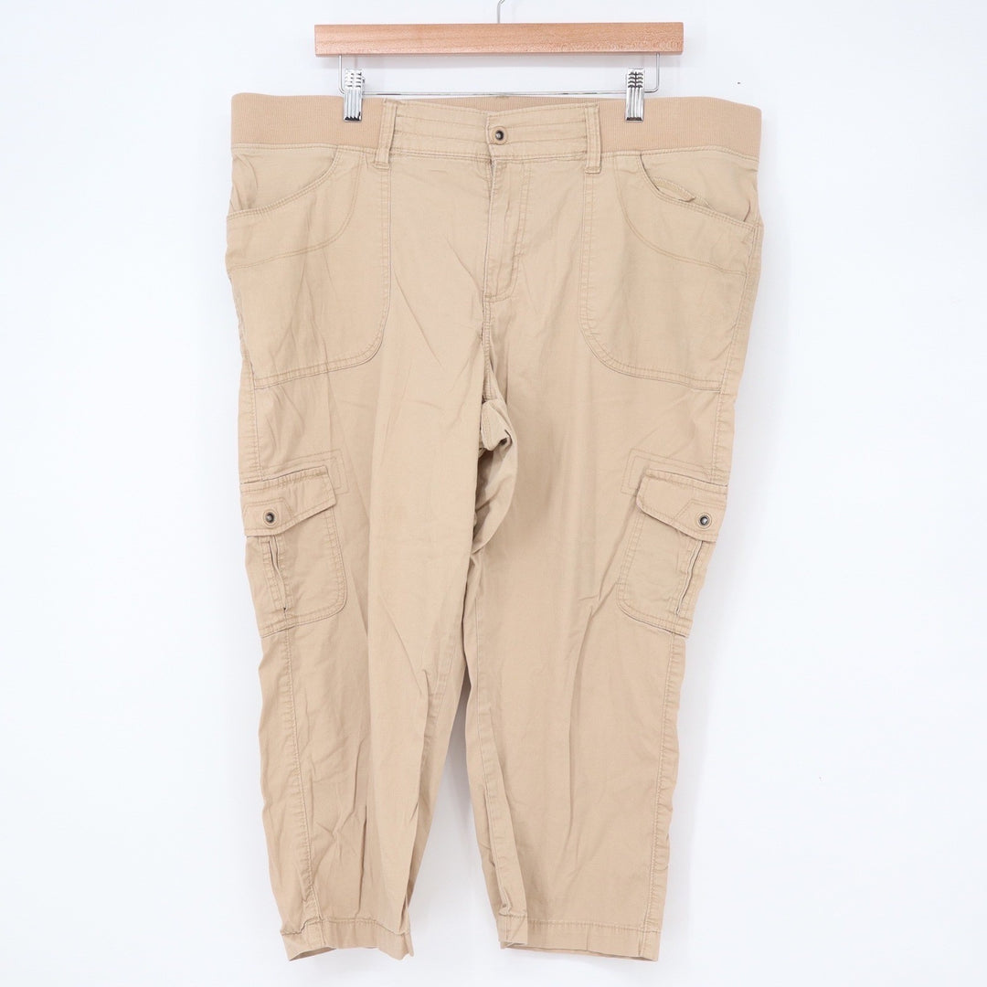 Lee Womens Relaxed Fit Mid Rise Cargo Capri Pants Tan Khaki Size 18M