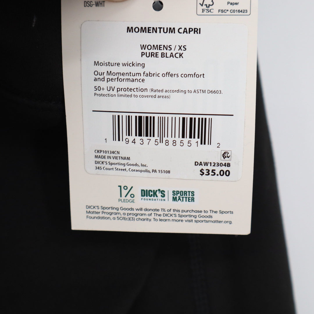 DSG Womens Momentum Capri High Rise Leggings Pure Black XS