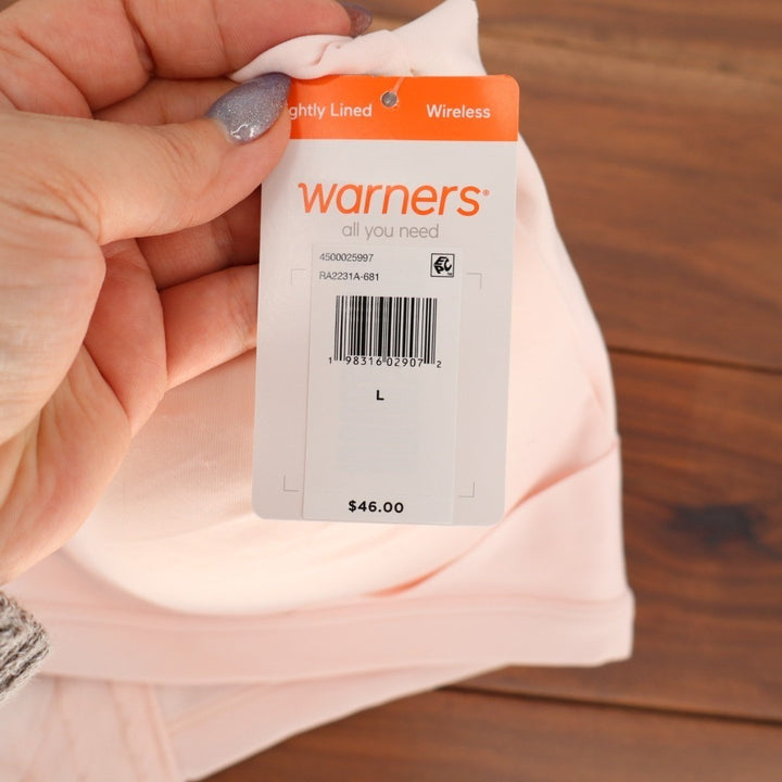Warners No Side Effects T-Shirt Bra Womens L Blush Underarm Smoothing Wireless