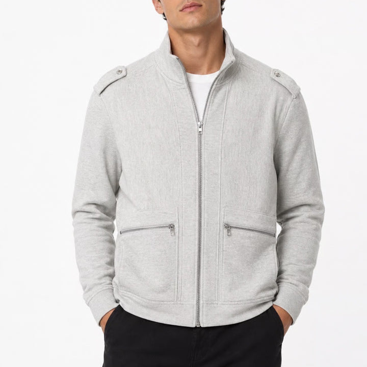 INC International Concepts Mens Gray Full Zip Mock Neck Military Jacket Size M