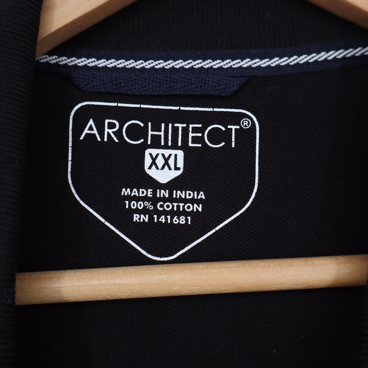 Architect Polo Shirt Mens XXL Black Short Sleeve Solid Cotton Excellent