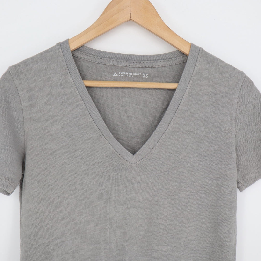 American Giant Classic T-Shirt Womens XS Ghost Grey Cotton V-neck Short Sleeve
