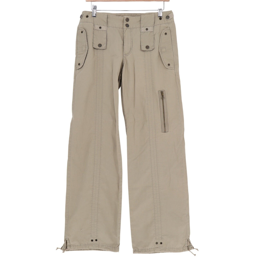 Express Utility Pants Womens 6 Beige Cotton Multiple Cargo Pockets Straight Leg