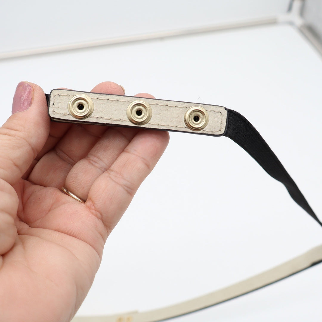 Black Skinny Elastic Waist Belt Gold Bow Buckle Snakeskin Texture Snap Closure