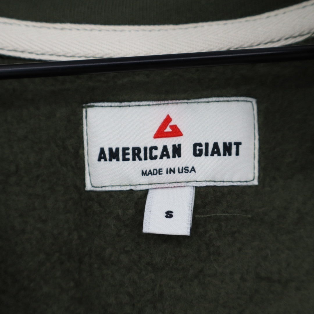 American Giant Midweight Sweatshirt Womens S Olive Fleece Half Zip Raglan Sleeve