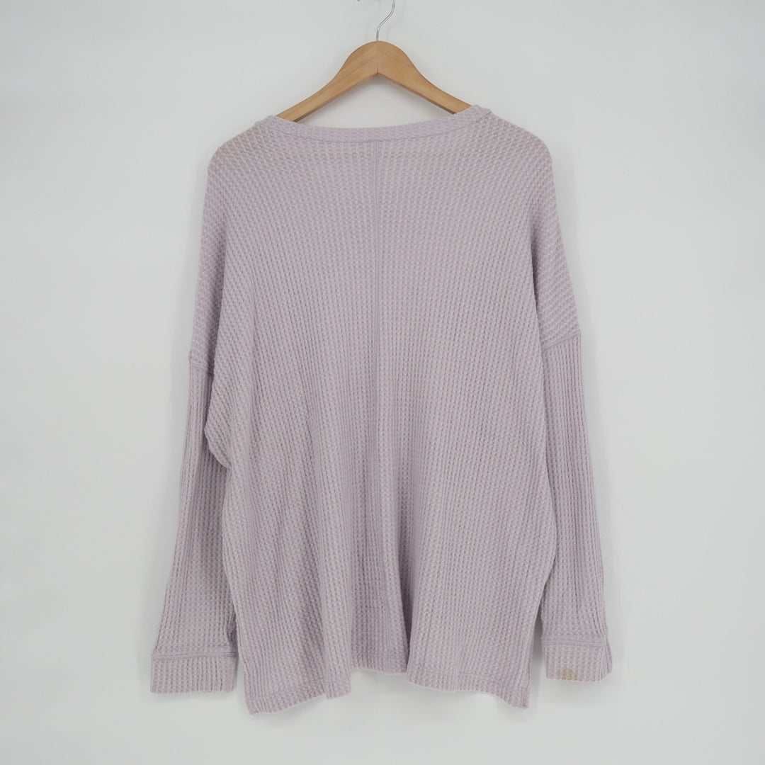 American Eagle Outfitters Sweater Womens Large Purple Waffle Knit Long Sleeve