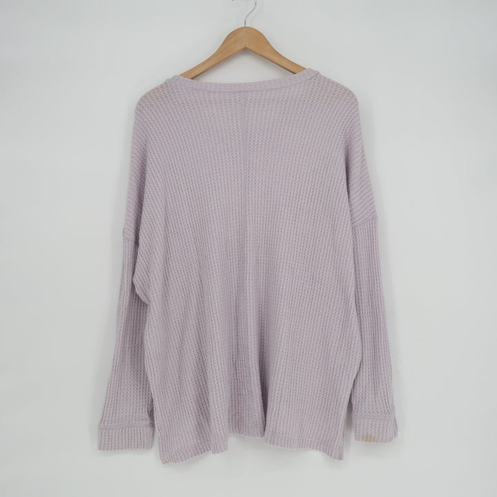 American Eagle Outfitters Sweater Womens Large Purple Waffle Knit Long Sleeve