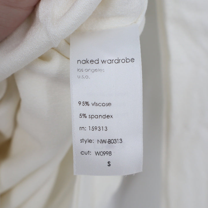 Naked Wardrobe White Turtleneck Long Sleeve Bodysuit Small
