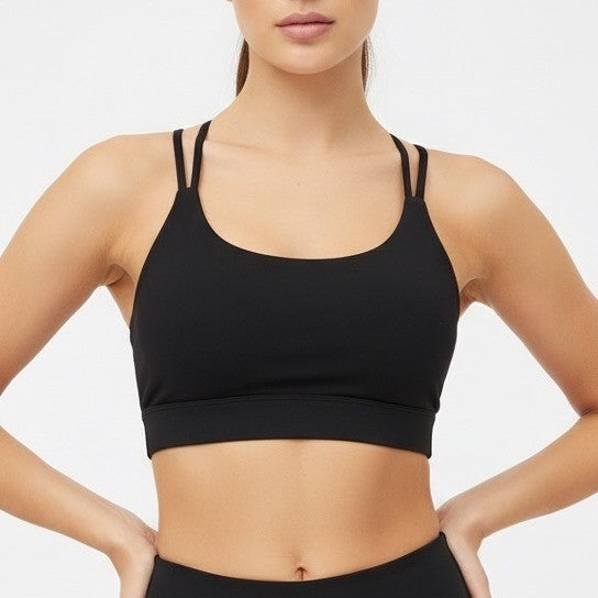 Black Cropped Tank Top Cami Double Strap Size L
