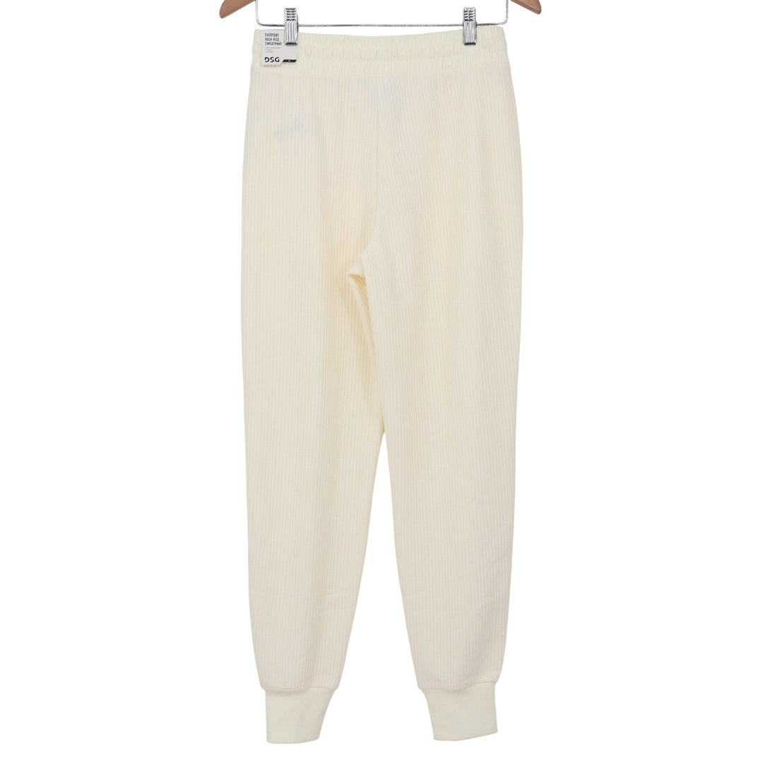 DSG So Soft Ottoman Jogger Womens XS Light Cream Ribbed High Rise Sweatpants NEW