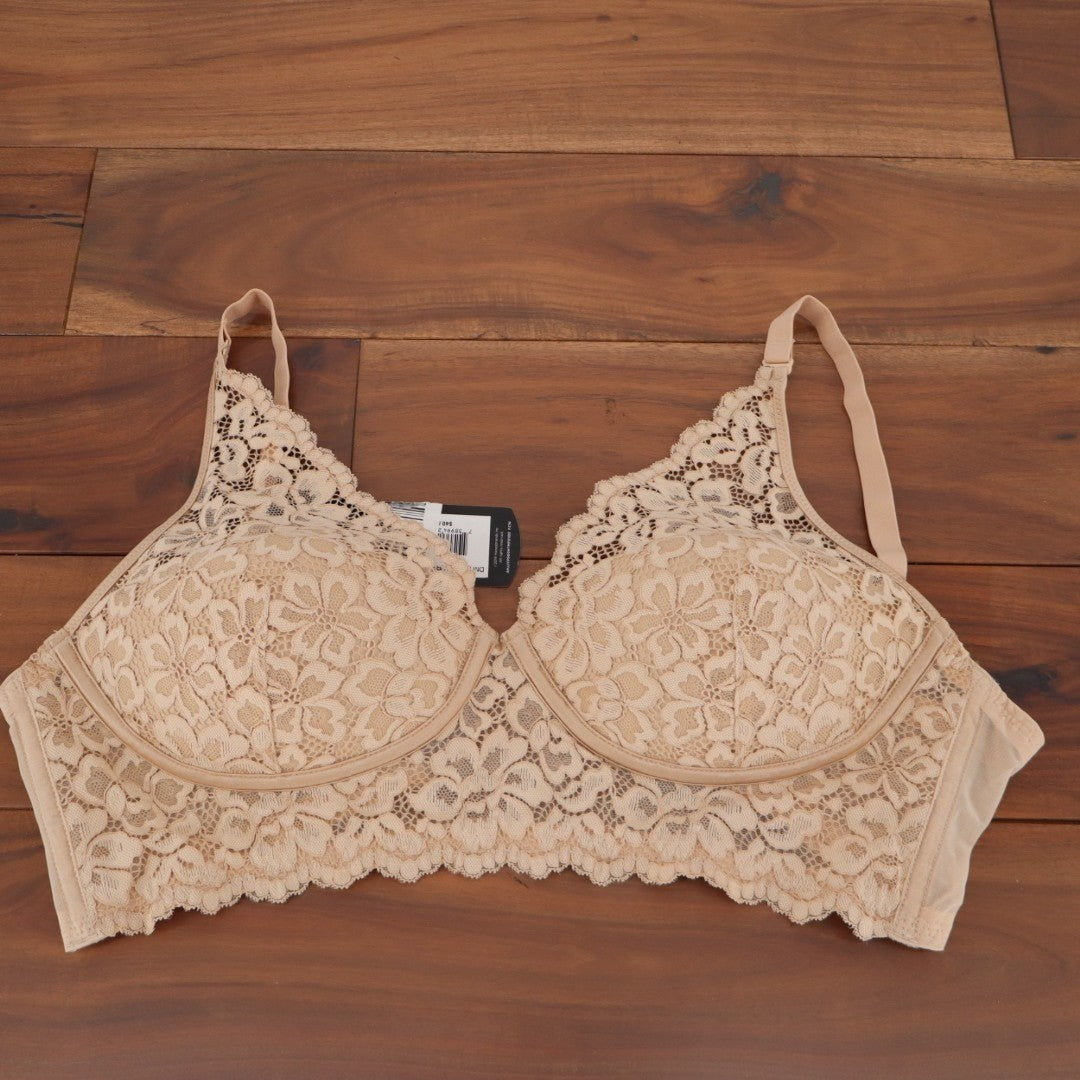 Maidenform Lightly Lined Convertible Lace Bralette Bra Womens 38C Beige Wireless