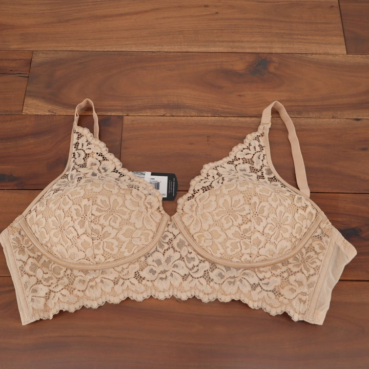Maidenform Lightly Lined Convertible Lace Bralette Bra Womens 38C Beige Wireless