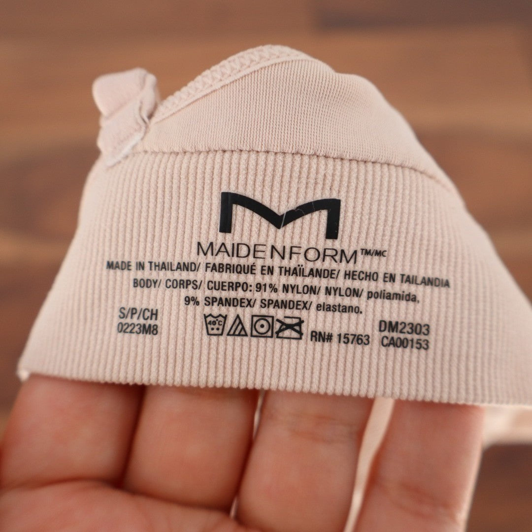 Maidenform M Rib Seamless Bralette Bra Womens Small Pink Nylon Stretch Wireless
