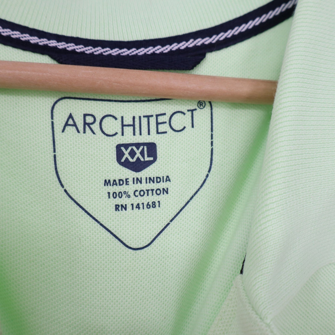 Architect Polo Shirt Mens XXL Lime Green Short Sleeve Pique Cotton Good