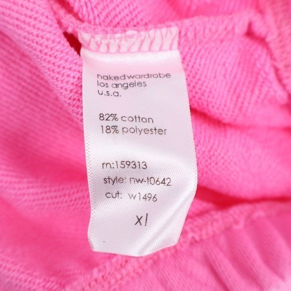 Naked Wardrobe Pink Cropped Hoodie XL Long Sleeve Elastic Hem Sweatshirt