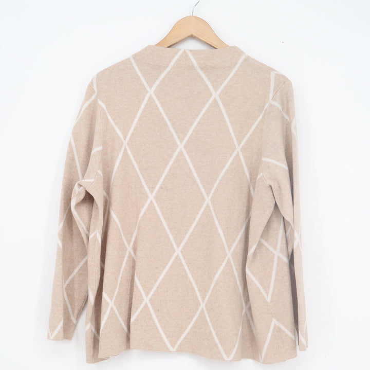 Peyton Primrose Tan White Diamond Knit Pullover Sweater Womens 1X XL