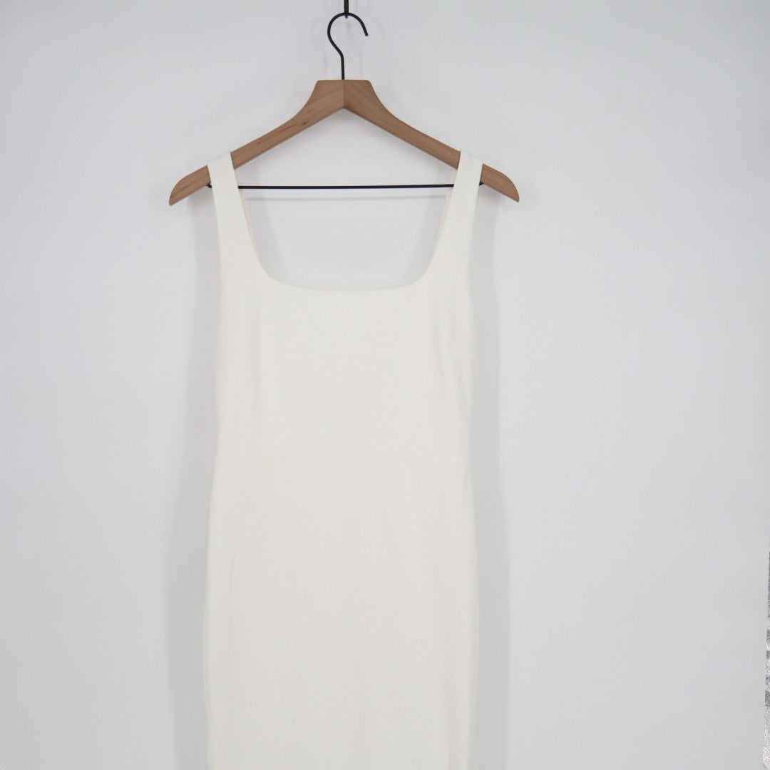 Lulus Loving Fate Maxi Dress Women Medium White Stretch Bow Square Neck Backless