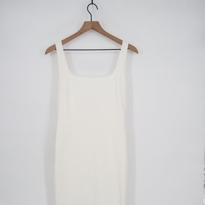 Lulus Loving Fate Maxi Dress Women Medium White Stretch Bow Square Neck Backless