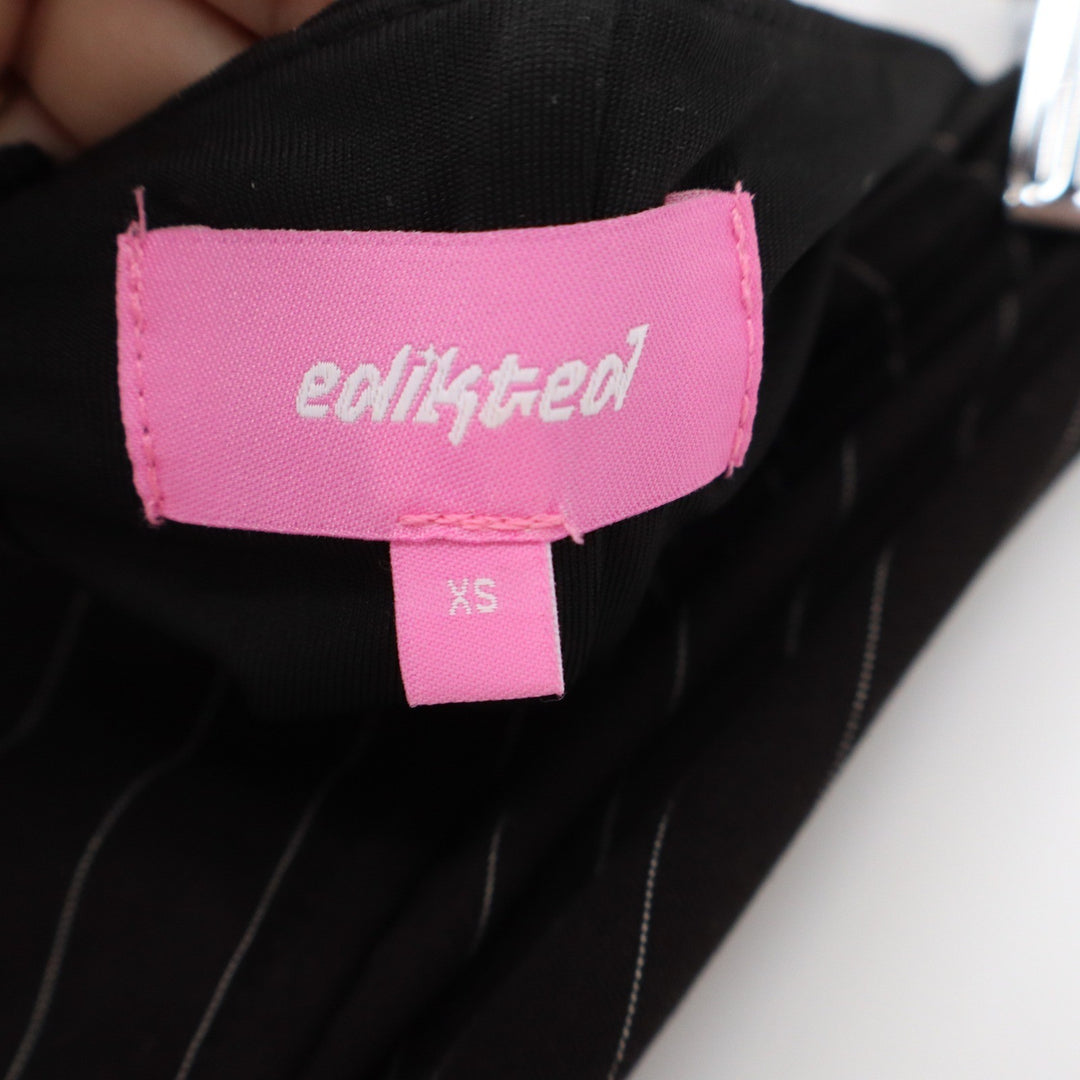 Edikted Black Pinstripe Strapless Lace Up Corset Top XS